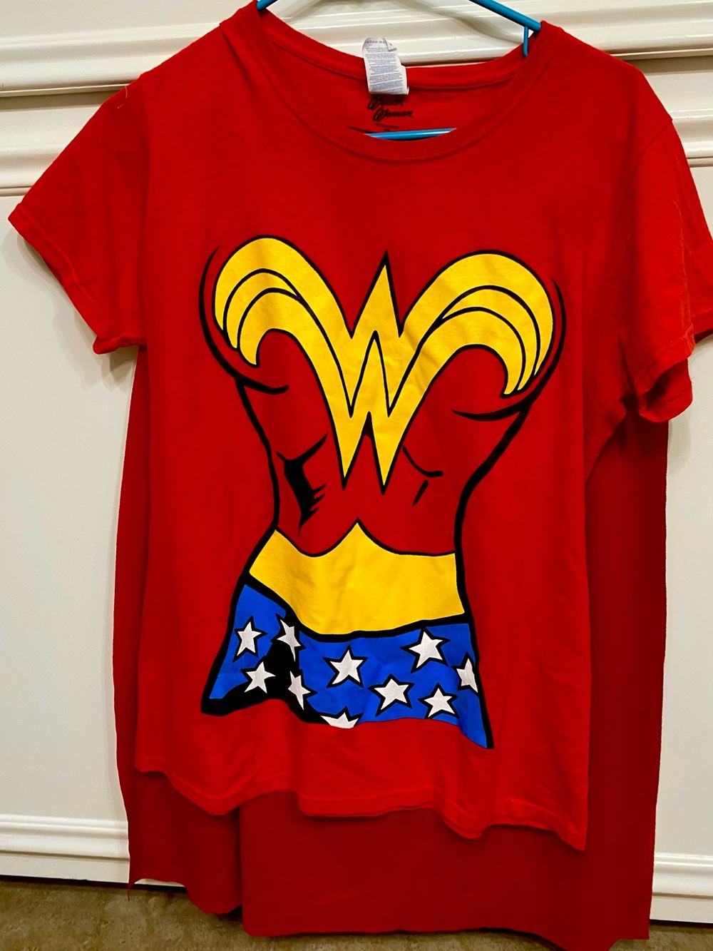 Woman’s Wonder Woman T-Shirt Halloween Costume with Cape and Headband